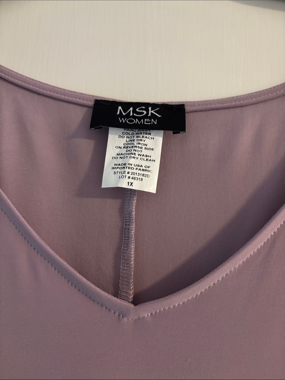 MSK Women Mauve V-Neck Top Dress, 1X